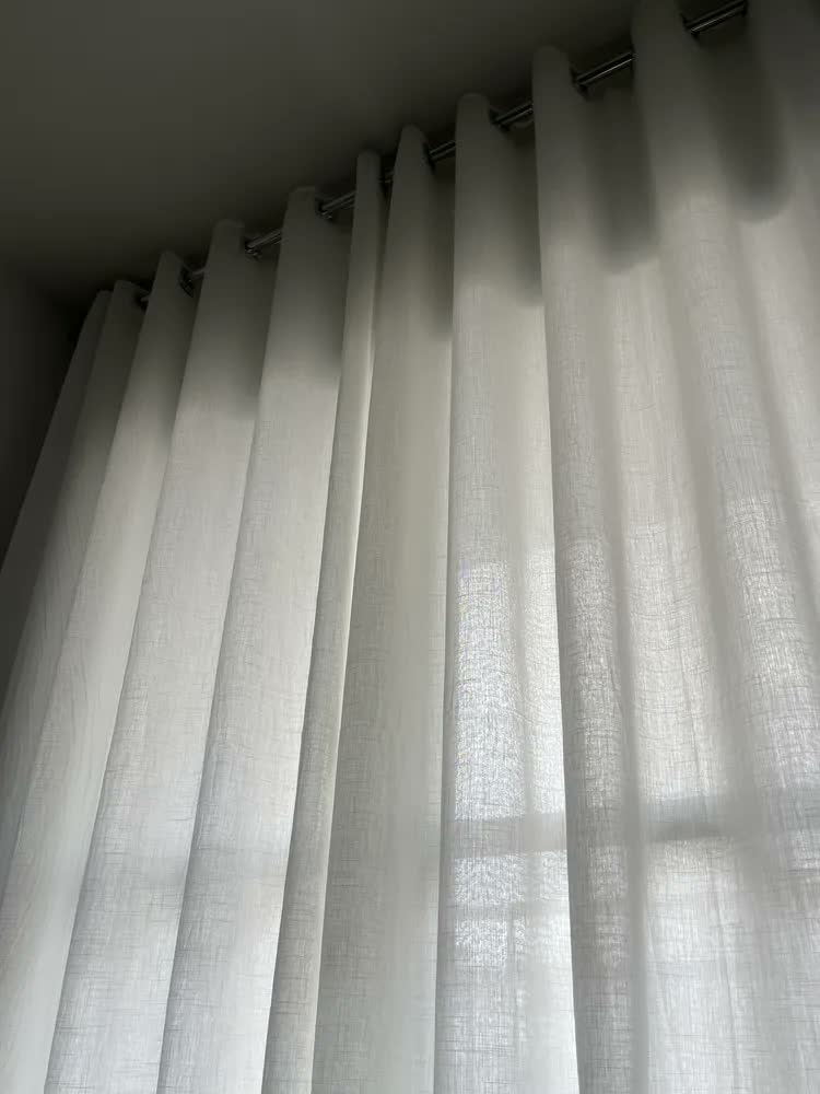 foto de Cortina Voil Linho C/ Forro Microfibra 4,00x2,60 Quarto Sala Cor Palha