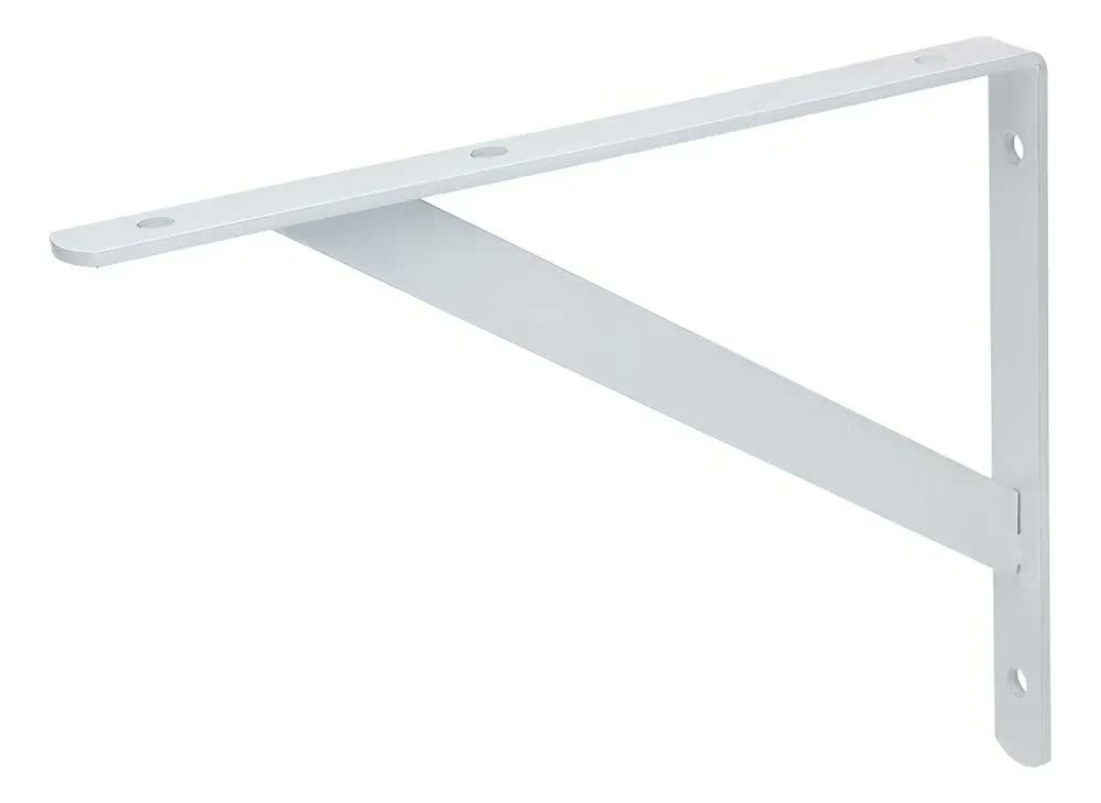12x Suporte Mão Francesa Cantoneira Prateleira 25cm - C/ Kit Cor Branco