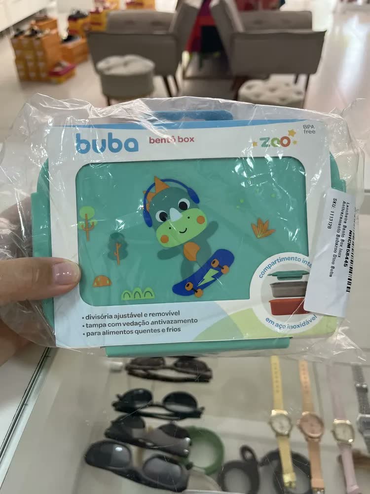 foto de Lancheira Bento Box Inox Antivazamento Bubazoo Dino Buba