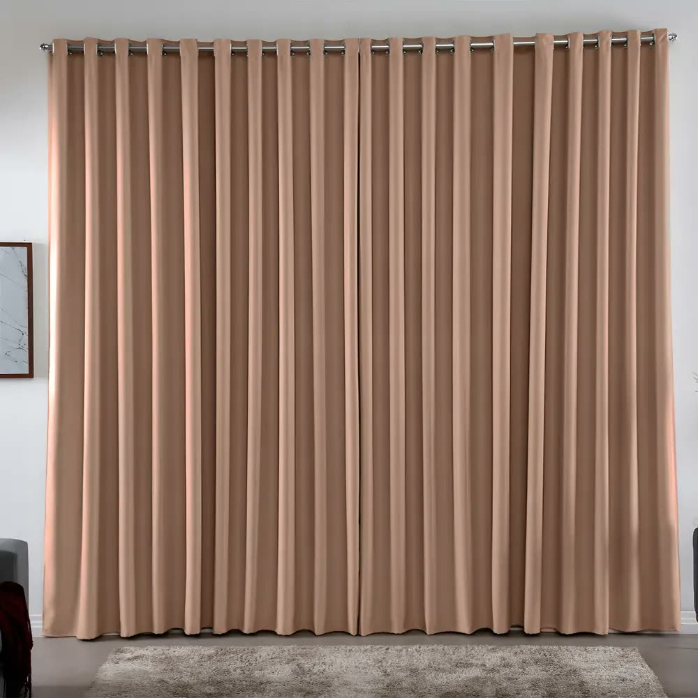 foto de Cortina 4,00x2,50 Metros Blackout Blecaute Avelã Corta Luz Em Tecido Grosso Para Quarto E Sala Casa Laura Enxovais