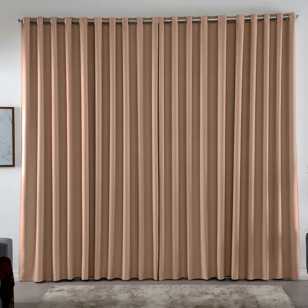 Cortina 2.00 x 1.80 m Blackout Blecaute Avelã Corta Luz Em Tecido Grosso Para Quarto E Sala Casa Laura Enxovais