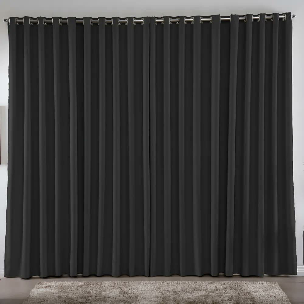 Cortina 3,00x2,50 Metros Blackout Blecaute Preto Corta Luz Em Tecido Grosso Para Quarto E Sala Casa Laura Enxovais