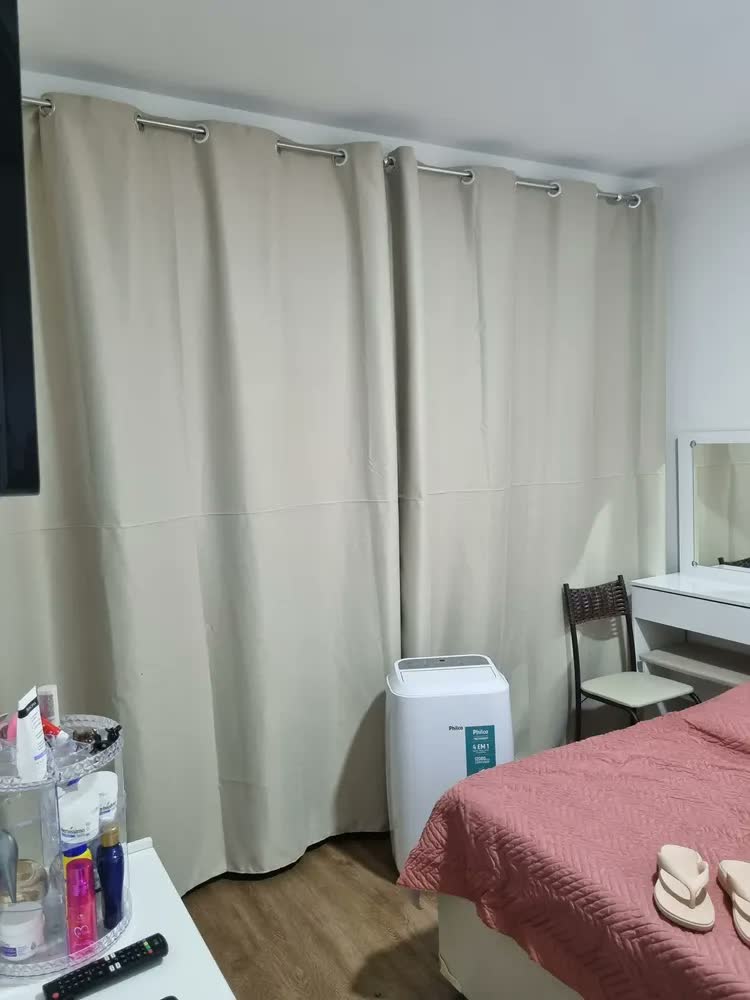 foto de Cortina 2,00x1,80 Metros Blackout Blecaute Cinza Corta Luz Em Tecido Grosso Para Quarto E Sala Texfine