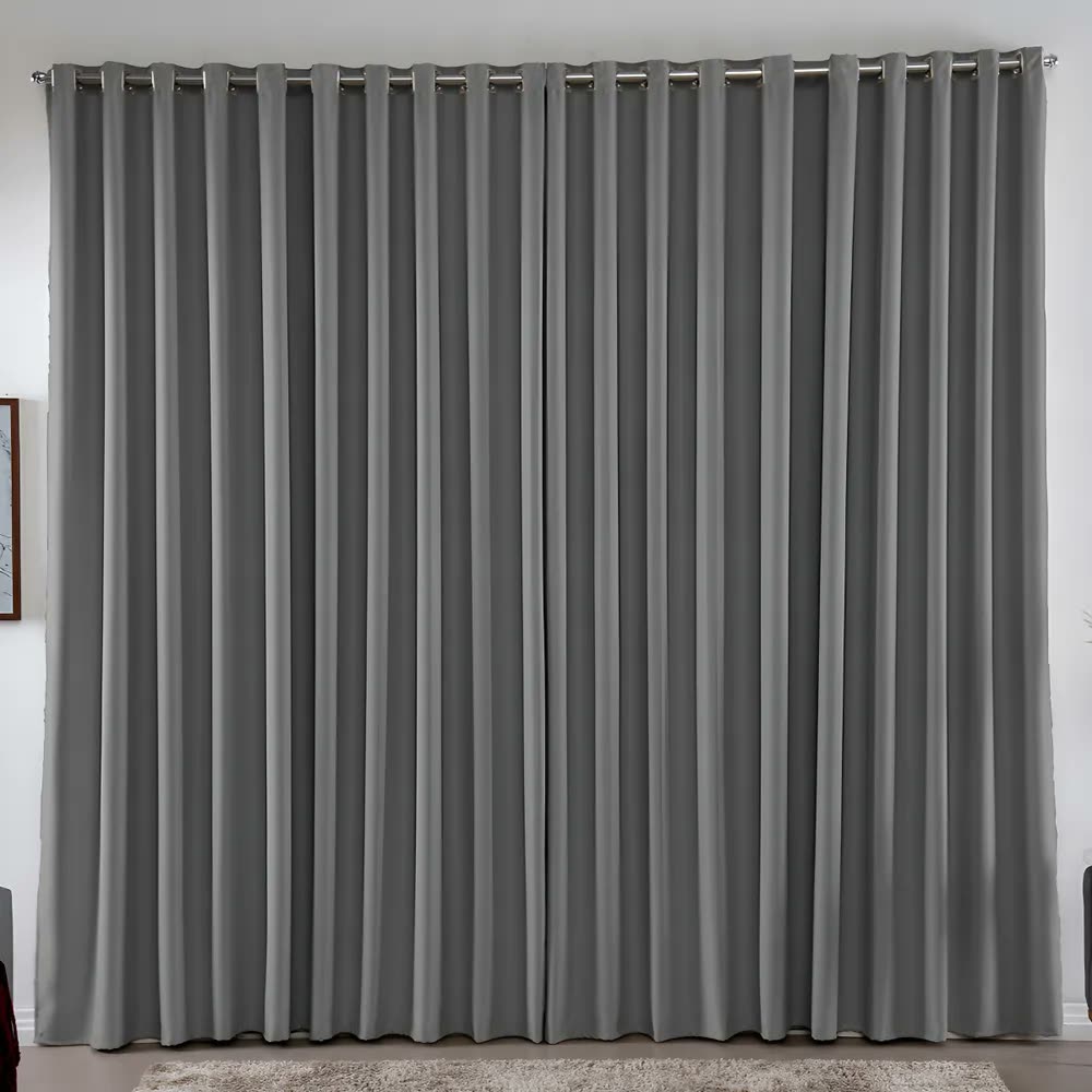 Cortina 2,00x1,80 Metros Blackout Blecaute Cinza Corta Luz Em Tecido Grosso Para Quarto E Sala Texfine