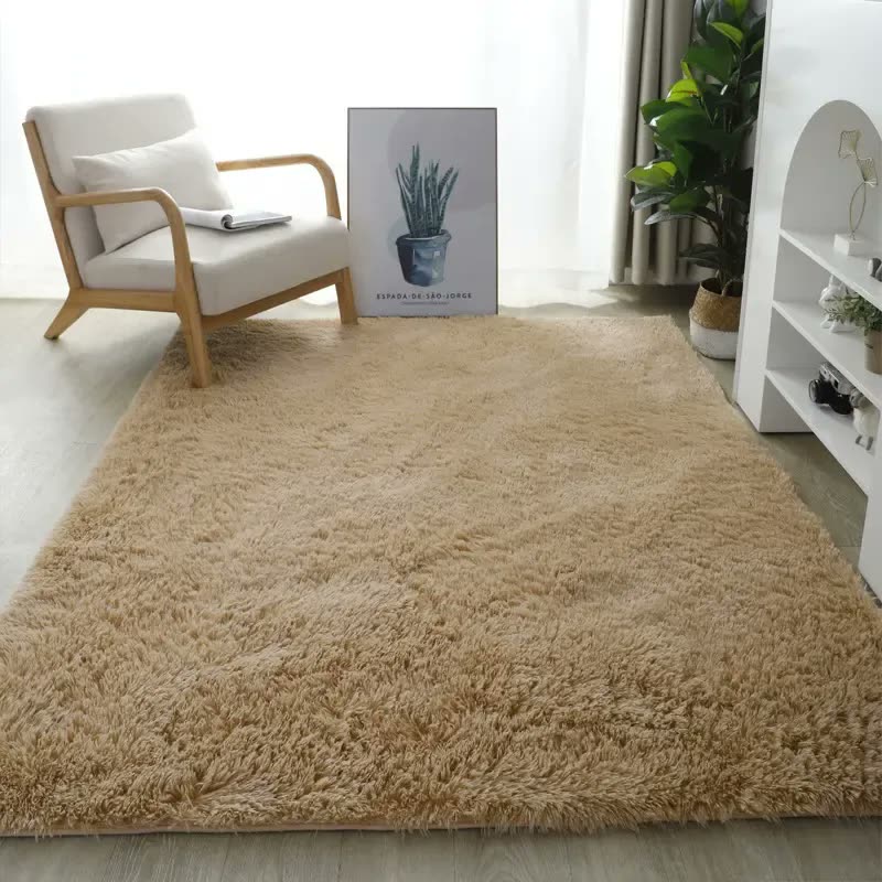 Tapete 2.00x1.50 Casa Laura Enxovais Shaggy Felpudo Para Quarto Sala Luxo Bege