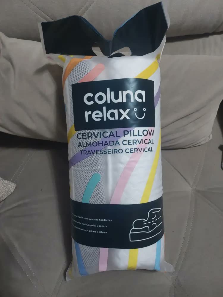 foto de Travesseiro Cervical Nasa - Coluna Relax - Carvão Ativado Cor branco e cinza