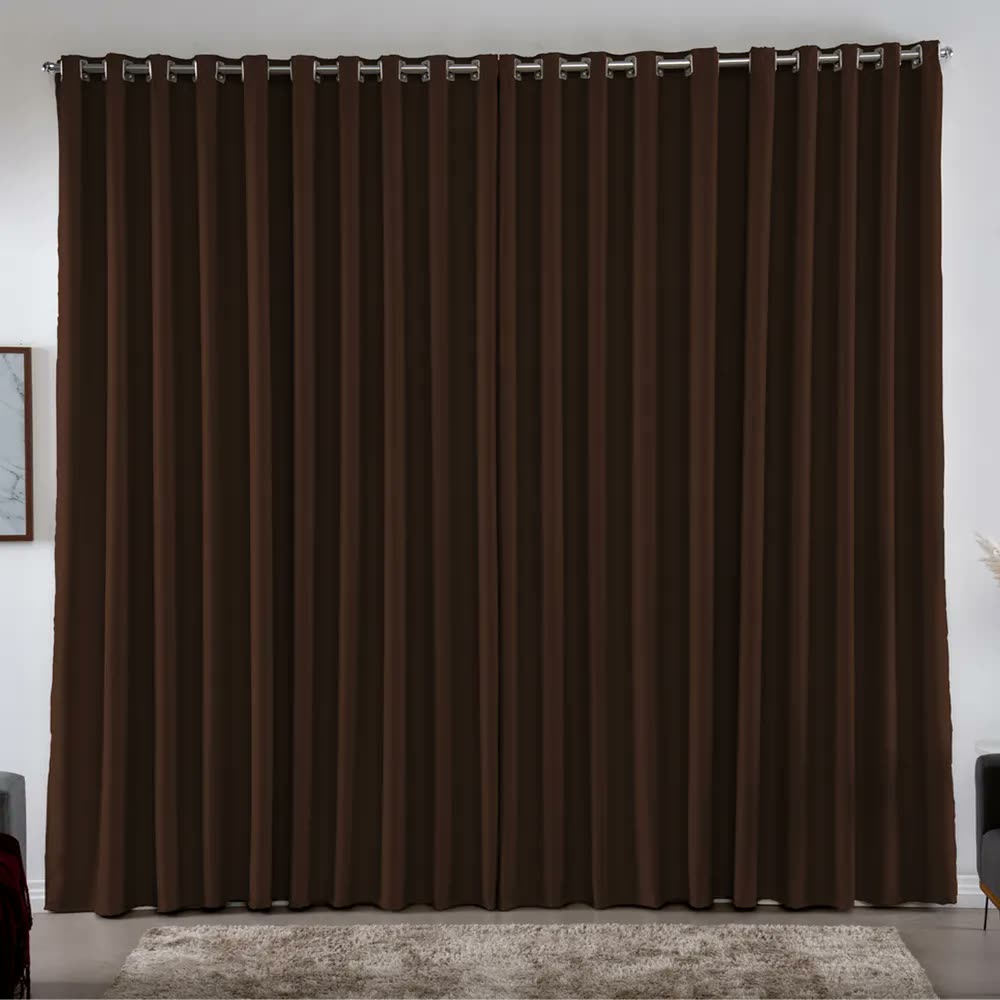 foto de Cortina 3,00x2,80 Metros Blackout Blecaute Tabaco Corta Luz Em Tecido Grosso Para Quarto E Sala Casa Laura Enxovais