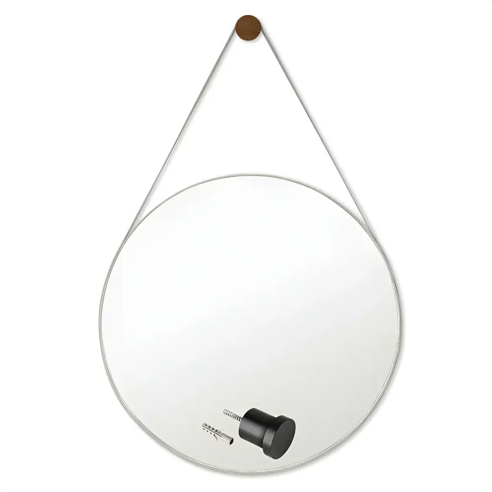 Espelho decorativo redondo Rei Dos Vidros Adnet com alça suspensa 60 cm