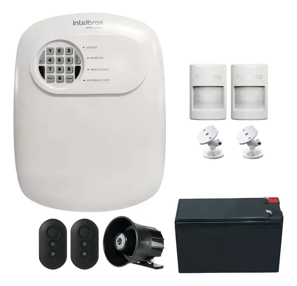 Kit Alarme Anm 24 2 Sensores Presença Ivp 1000 Pet Intelbras