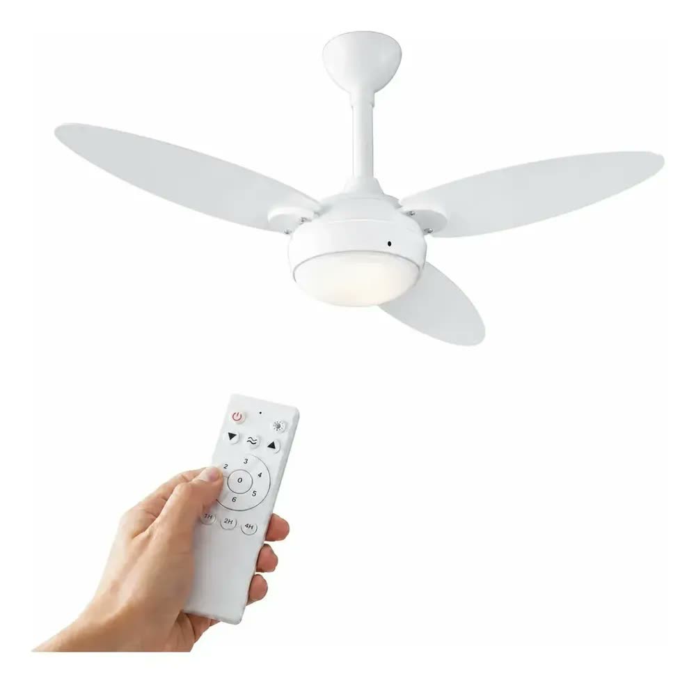 Ventilador De Teto Inverter Elluz 3 Pás Branco E Cinza Com Controle Remoto Ventisol