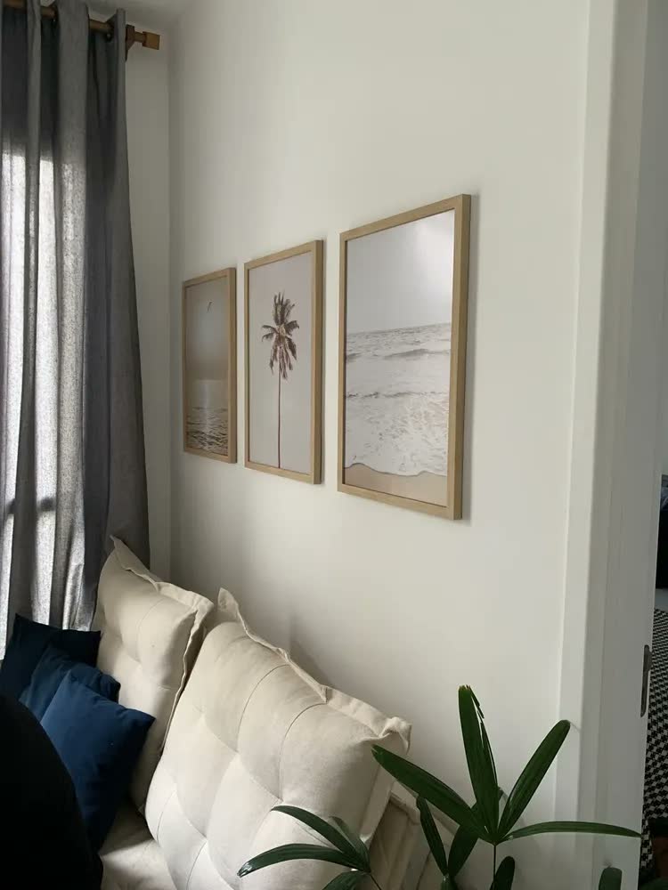 foto de Quadros Decorativos Boho Bege Praia Coqueiro Sala Quarto Lar