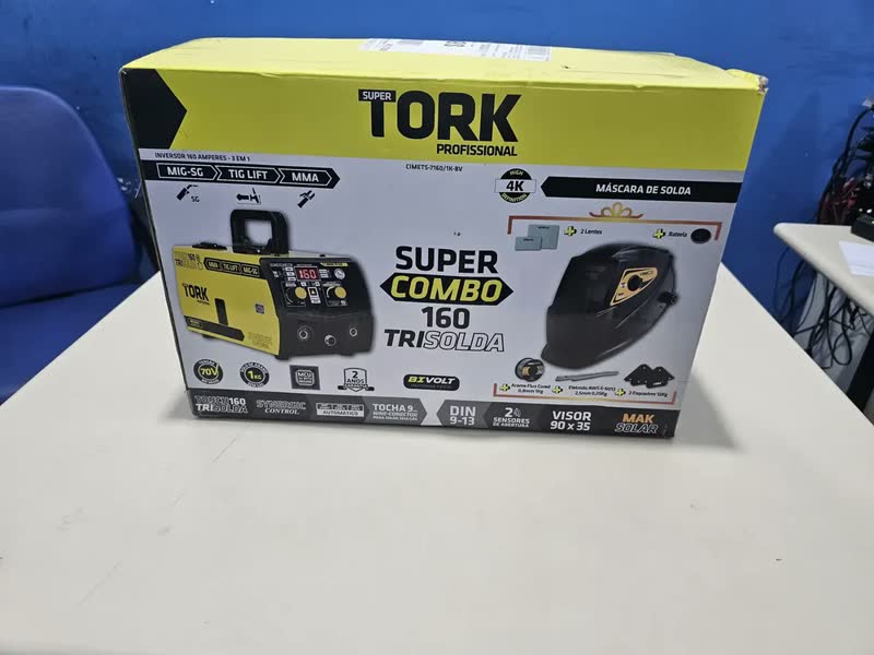 foto de Maquina Solda Inversora Mig Super Tork 160A Sem Gás 3 em 1 Tig Eletrodo Amarelo/Preto