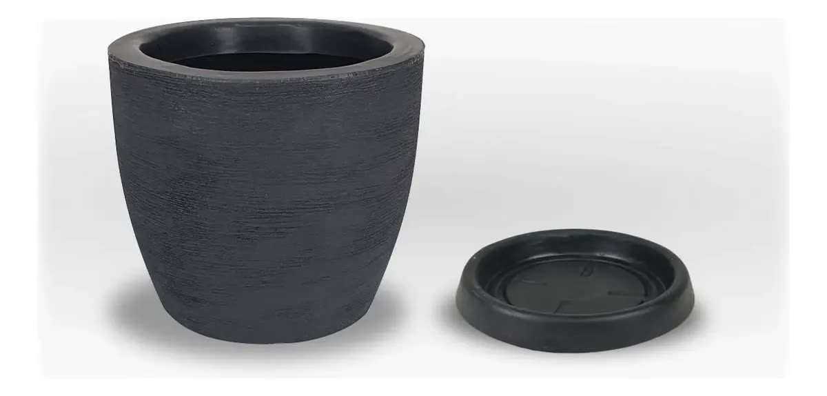 Vaso Polietileno Redondo Bojo Alt 30cm X Boca 34cm + Prato