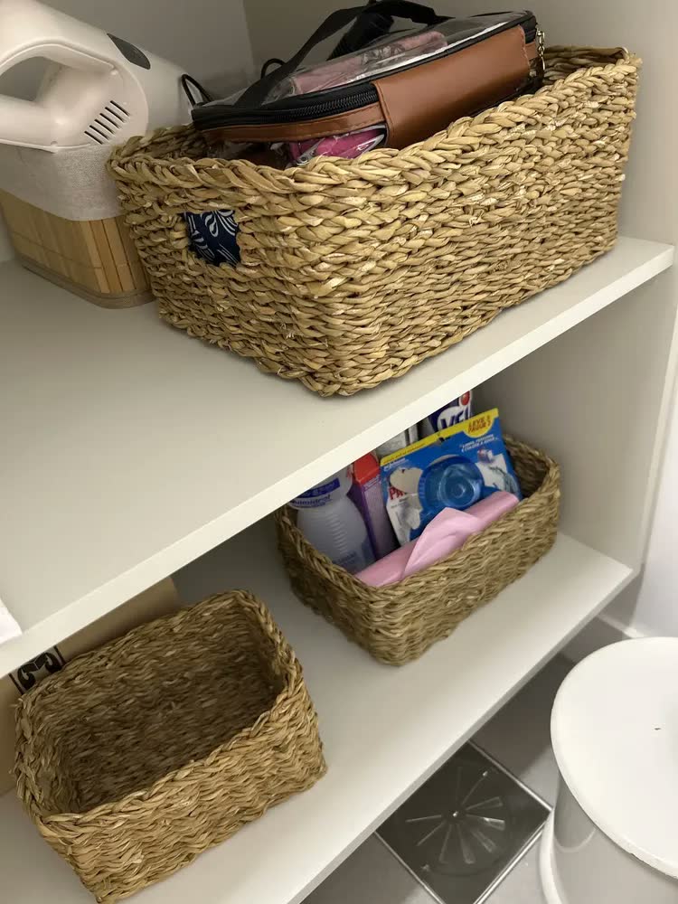 foto de Conjunto De Cestos Cachepot Decoração Quarto Sala Banheiro Cor Conj Cestas C/ Alça