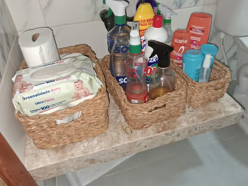 foto de Conjunto De Cestos Cachepot Decoração Quarto Sala Banheiro Cor Conj Cestas C/ Alça