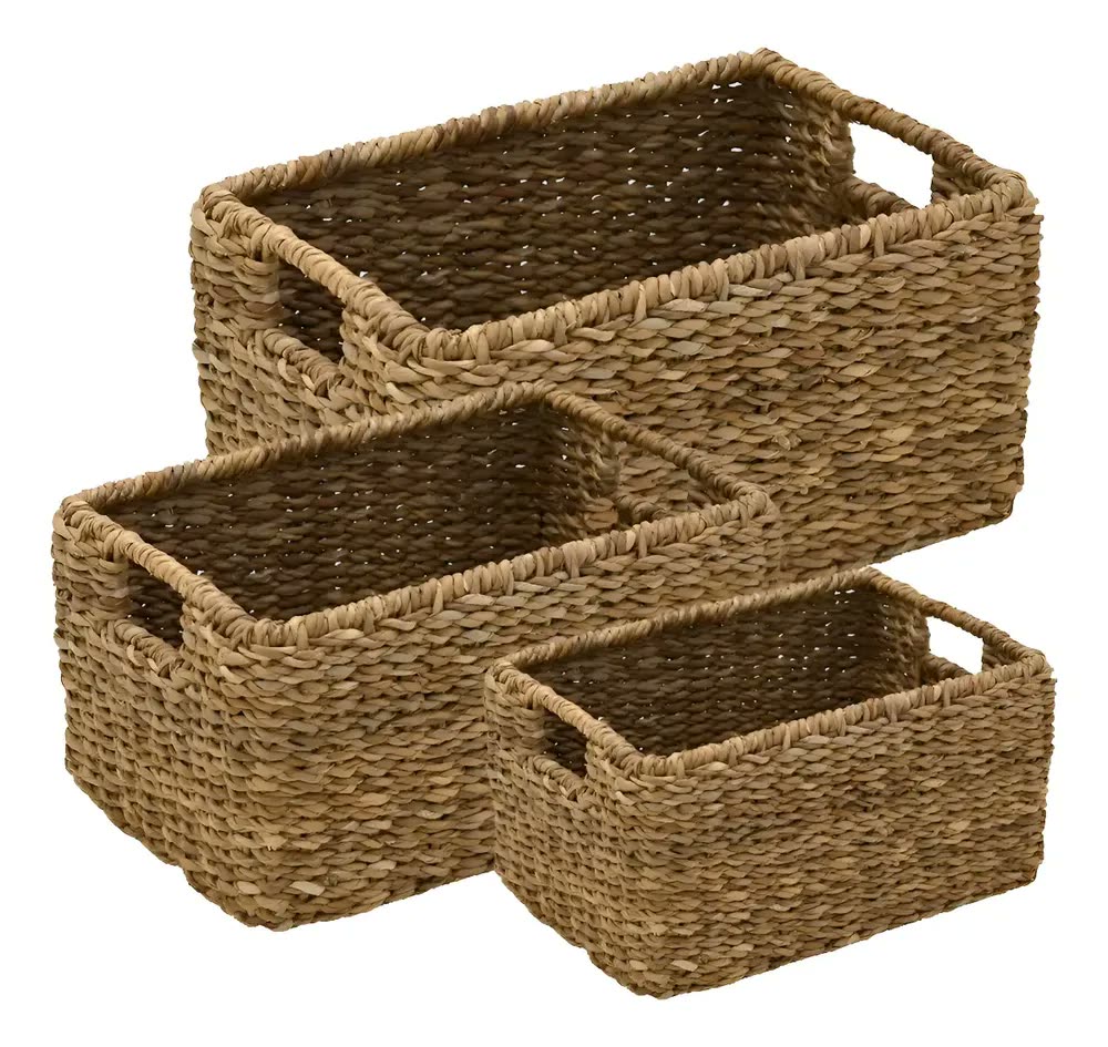 Conjunto De Cestos Cachepot Decoração Quarto Sala Banheiro Cor Conj Cestas C/ Alça