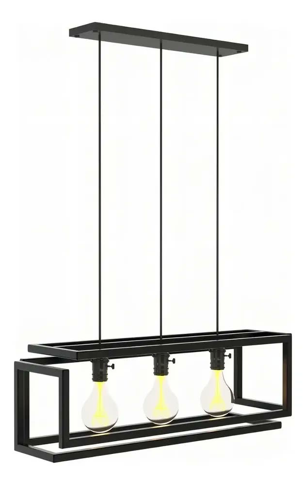 Pendente Luminária Industrial Preto Infinity Triplo