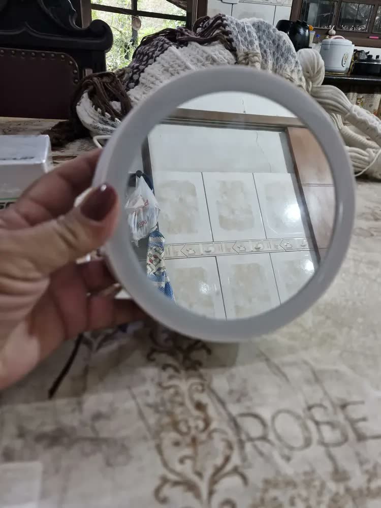 foto de Espelho LED Articulado Branco Aumento 1x 10x Maquiagem Dobrável