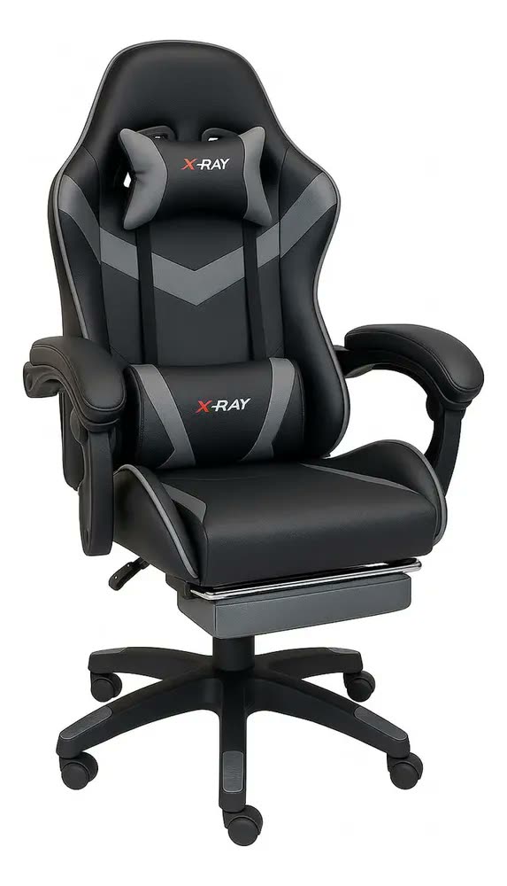 foto de Cadeira Gamer Ergonomica Estofada Com Função Relax X-ray Cor Cinza Material Do Estofamento Couro Sintético