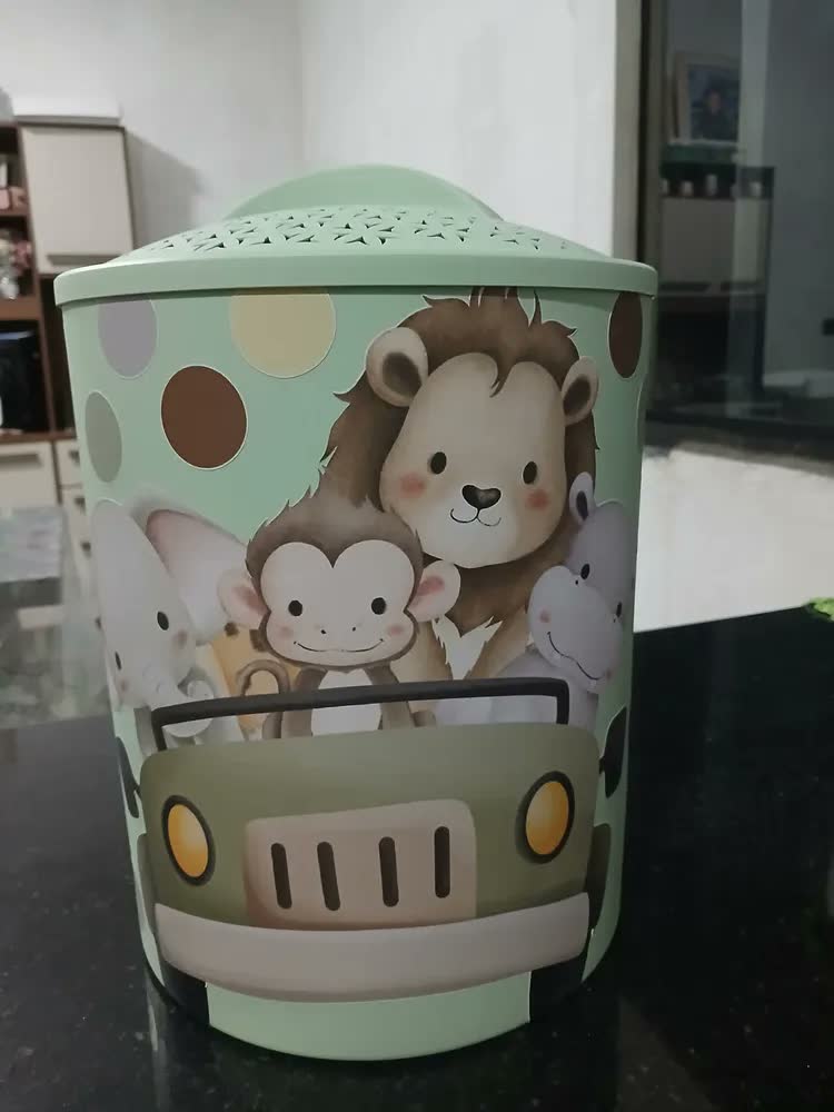 foto de Cesto de Roupas Antiviral Baby Mel Branco Para Quarto de Bebê 10L
