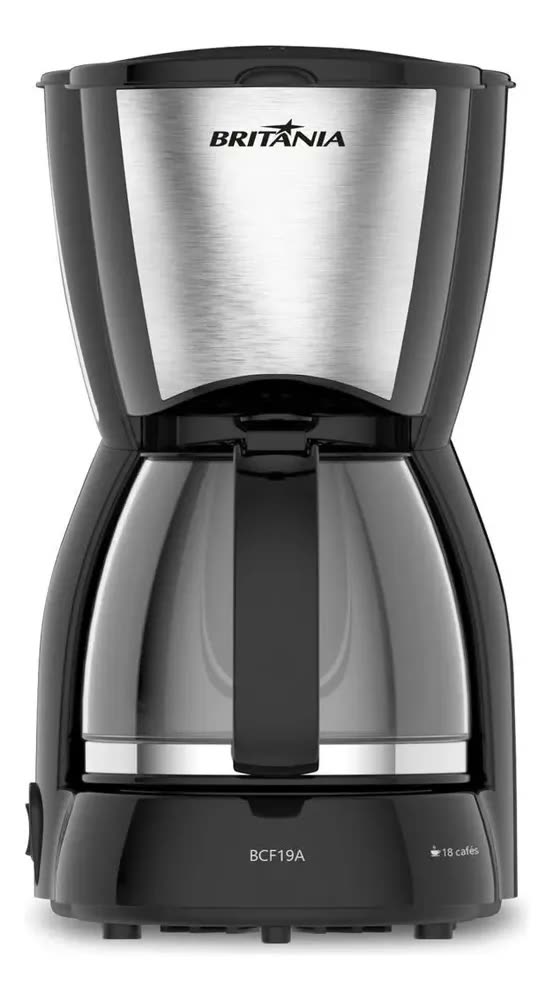 foto de Cafeteira Britânia 18 Cafezinhos Bcf19a Jarra De Vidro 550w Cor Preta