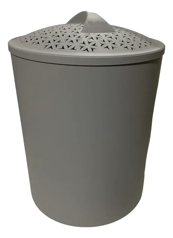 Cesto Roupa Infantil Antiviral Baby Mel Cinza 10L Antibacteriano