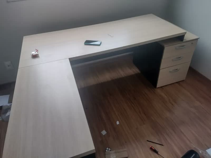 foto de Mesa Escritório Em L Escrivaninha Office Industrial 150x150 Cor Nogal