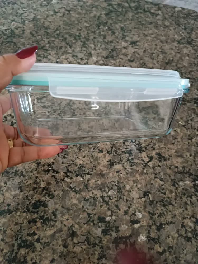 foto de Kit 2 Potes Vidro Retangular 1520ml Hermético Reforçado
