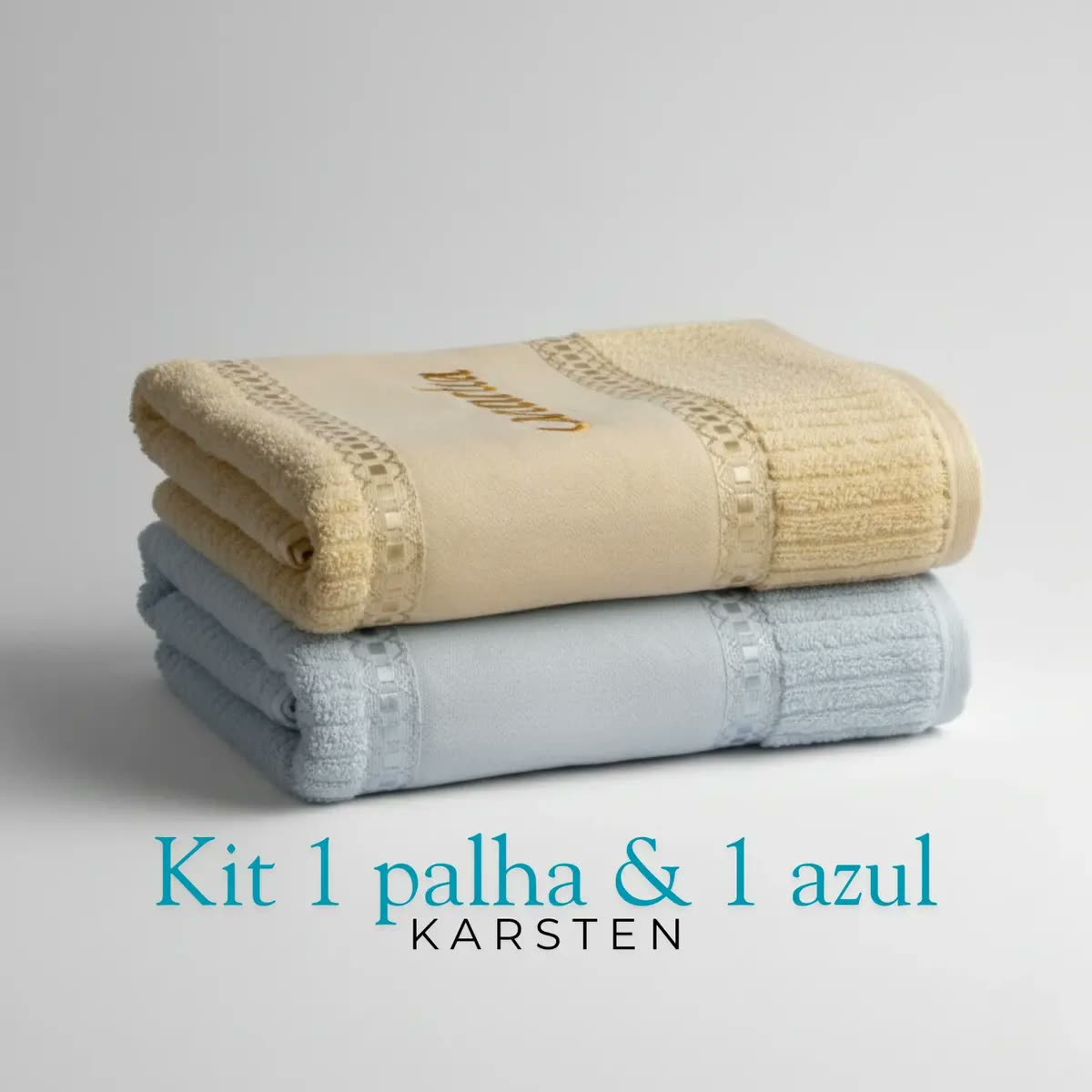 foto de 2 Toalha De Banho Karsten Stella +nome Bordado - Kit 2 Peças
