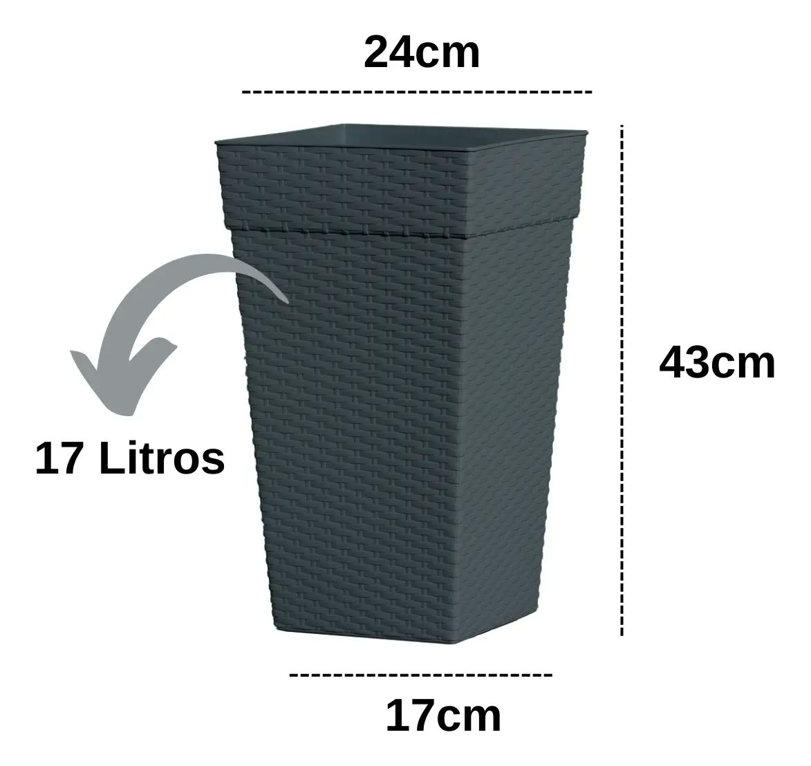 Kit 2 Vaso Rattan Plantas Casa Sala 17 Litros Plastico 17l