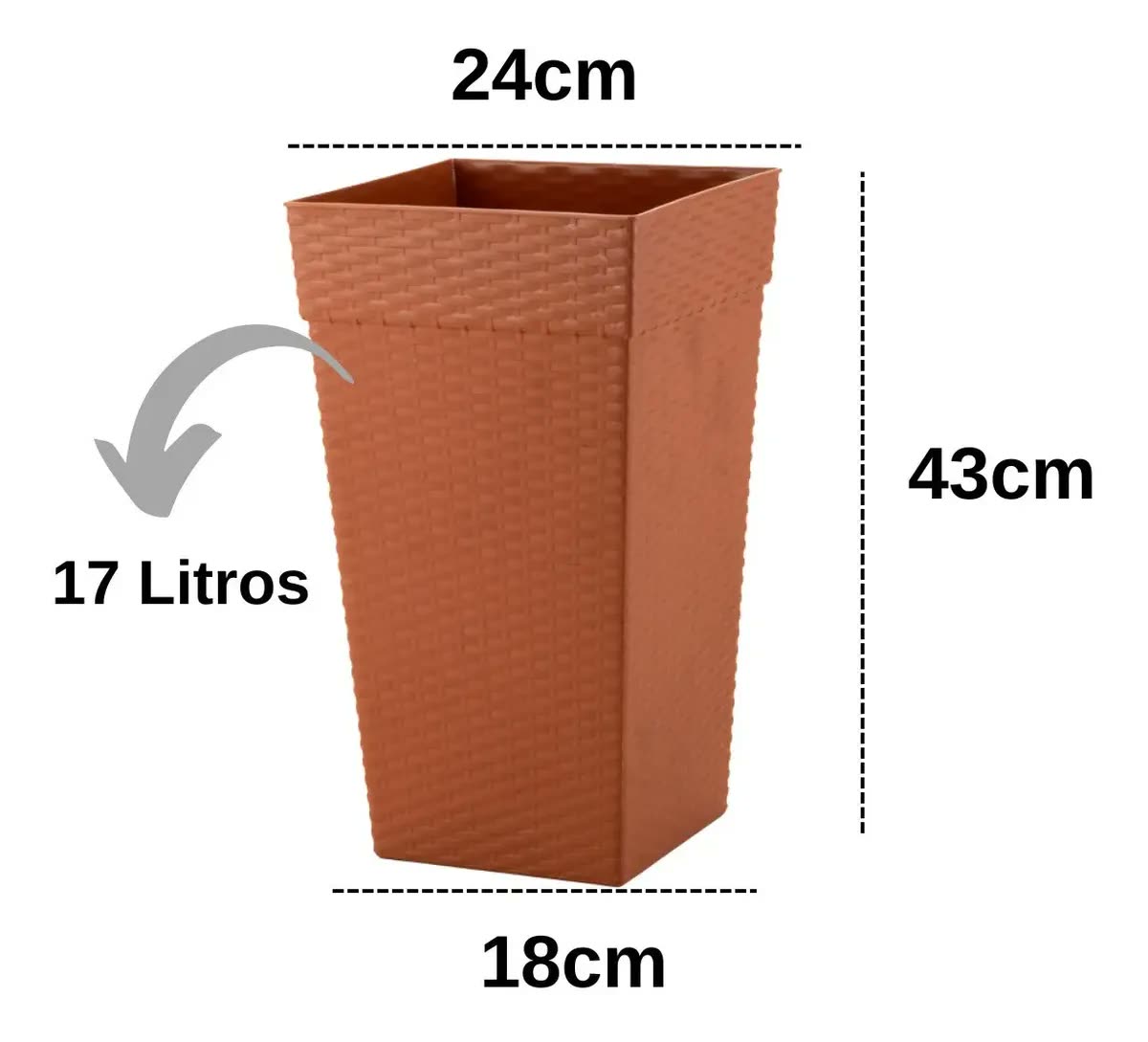 Kit 3 X Vaso Rattan Coluna 17 Litros Planta Casa Sala Grande