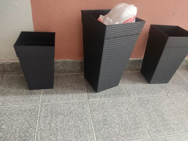 foto de 3 Vaso Plantas Flores Rattan Grande Decorado 10,17,28 Litros