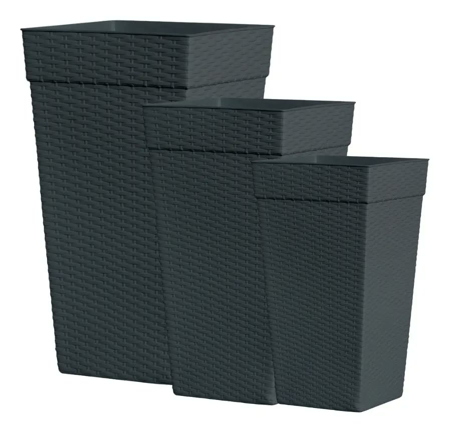 3 Vaso Plantas Flores Rattan Grande Decorado 10,17,28 Litros