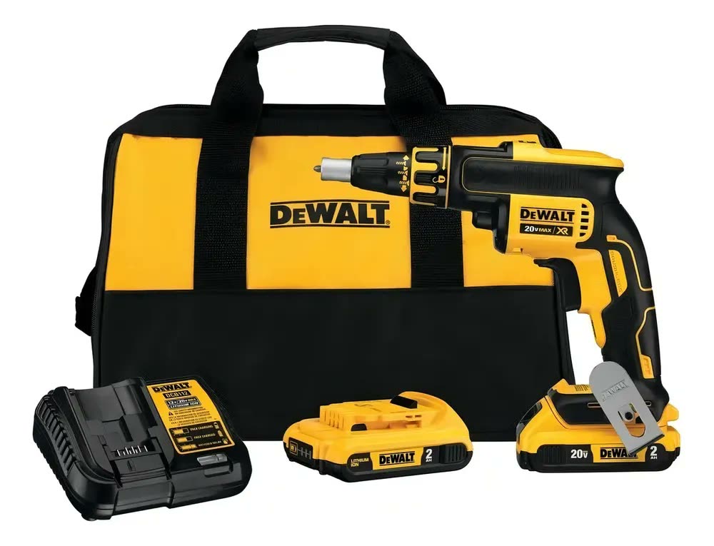 Parafusadeira de Drywall 20V Dewalt Modelo DCF620D2 2 Baterias, Carregador e Maleta de Ferramentas