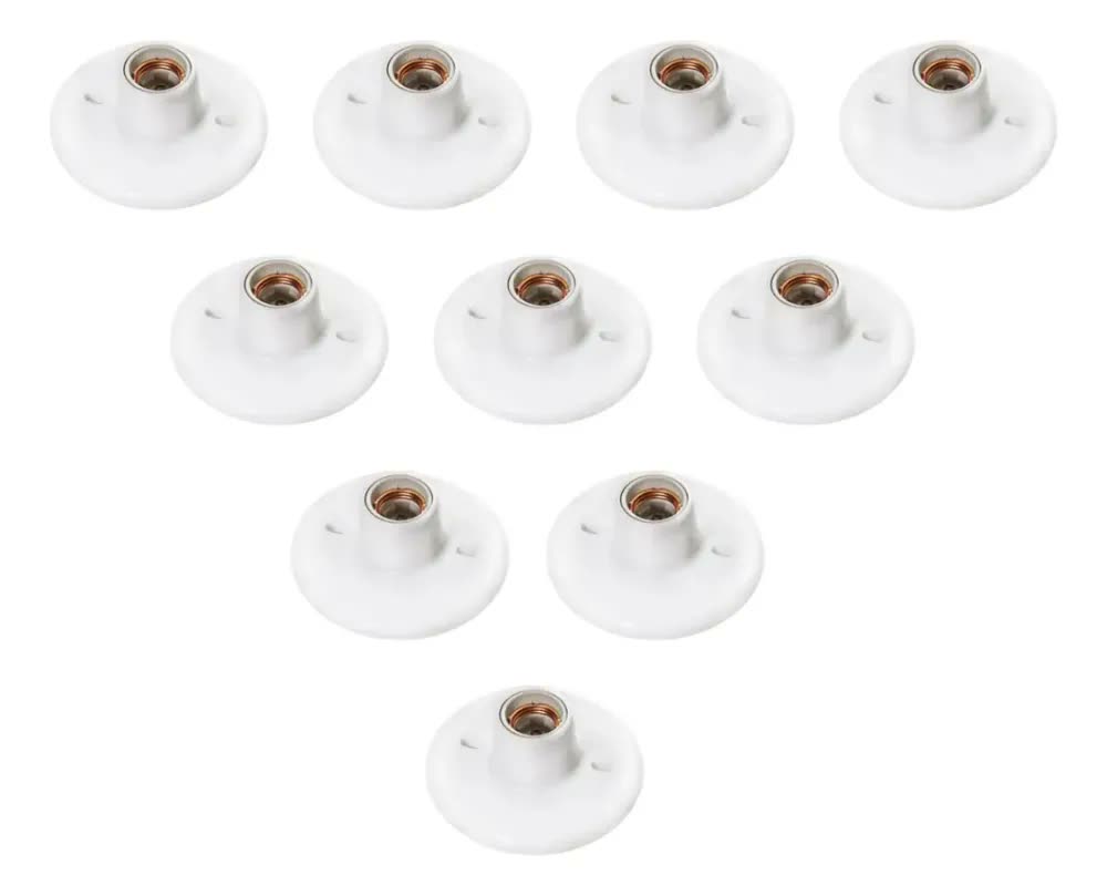 Kit 10 Ilumi Plafonier Plafon 100w Bocal Soquete E27 Em Porcelana Cor Branco