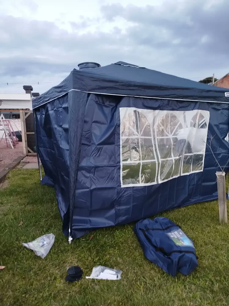 foto de Gazebo Sanfonado MOR X-Flex 3x3m Oxford Azul-Escuro Silvercoating Aço Carbono + Sacola