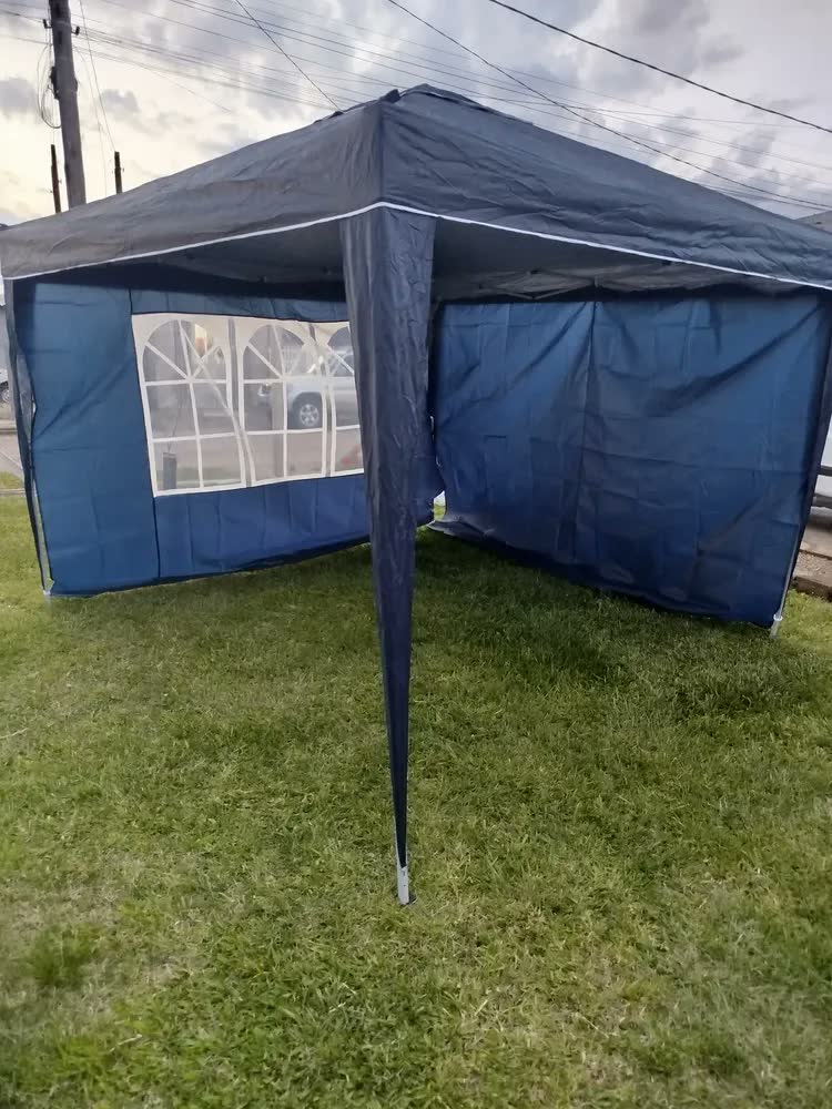foto de Gazebo Sanfonado MOR X-Flex 3x3m Oxford Azul-Escuro Silvercoating Aço Carbono + Sacola