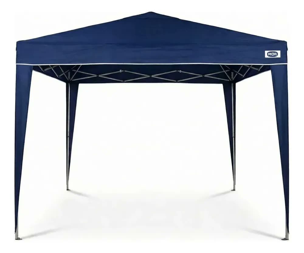 Gazebo Sanfonado MOR X-Flex 3x3m Oxford Azul-Escuro Silvercoating Aço Carbono + Sacola