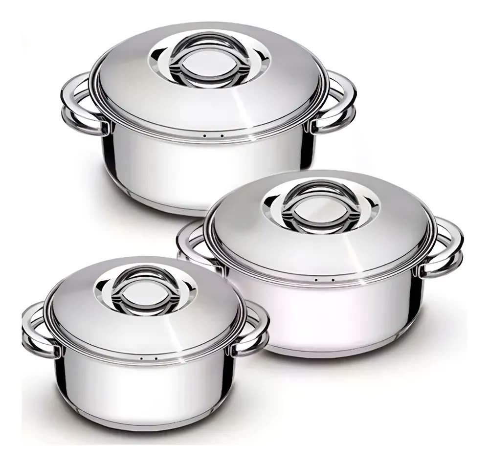 Jogo De Panelas Aço Inox 3 Peças Solar Tramontina 65510740