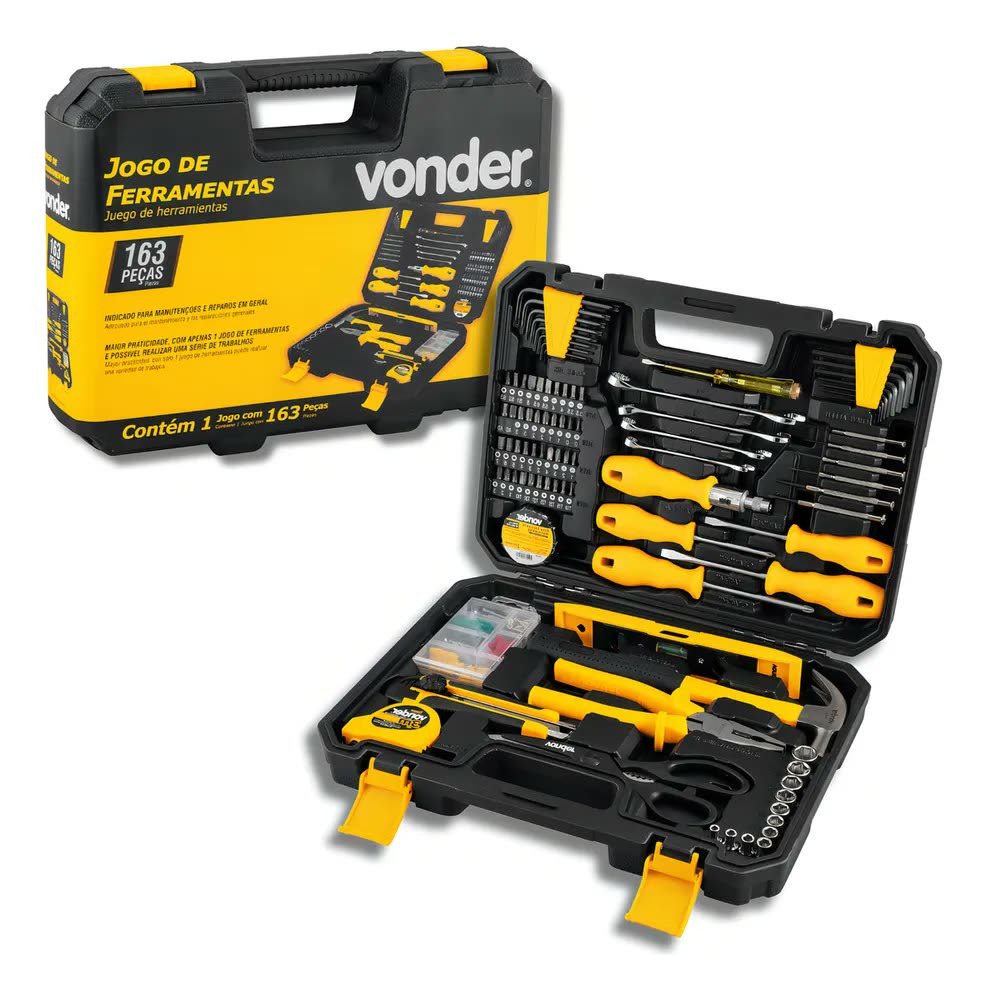 Kit de Ferramentas Vonder 163 Peças para Manutenção Geral