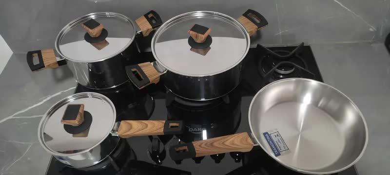foto de Jogo De Panelas 4 Pç Tramontina Indução Inox Brava Baquelite