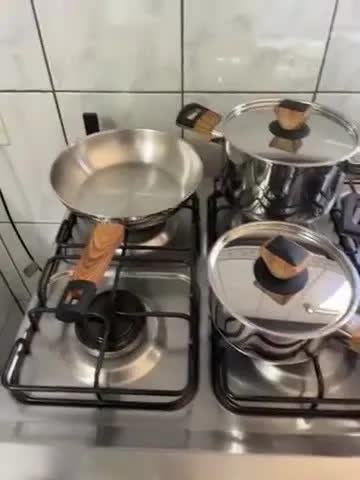 foto de Jogo De Panelas 4 Pç Tramontina Indução Inox Brava Baquelite