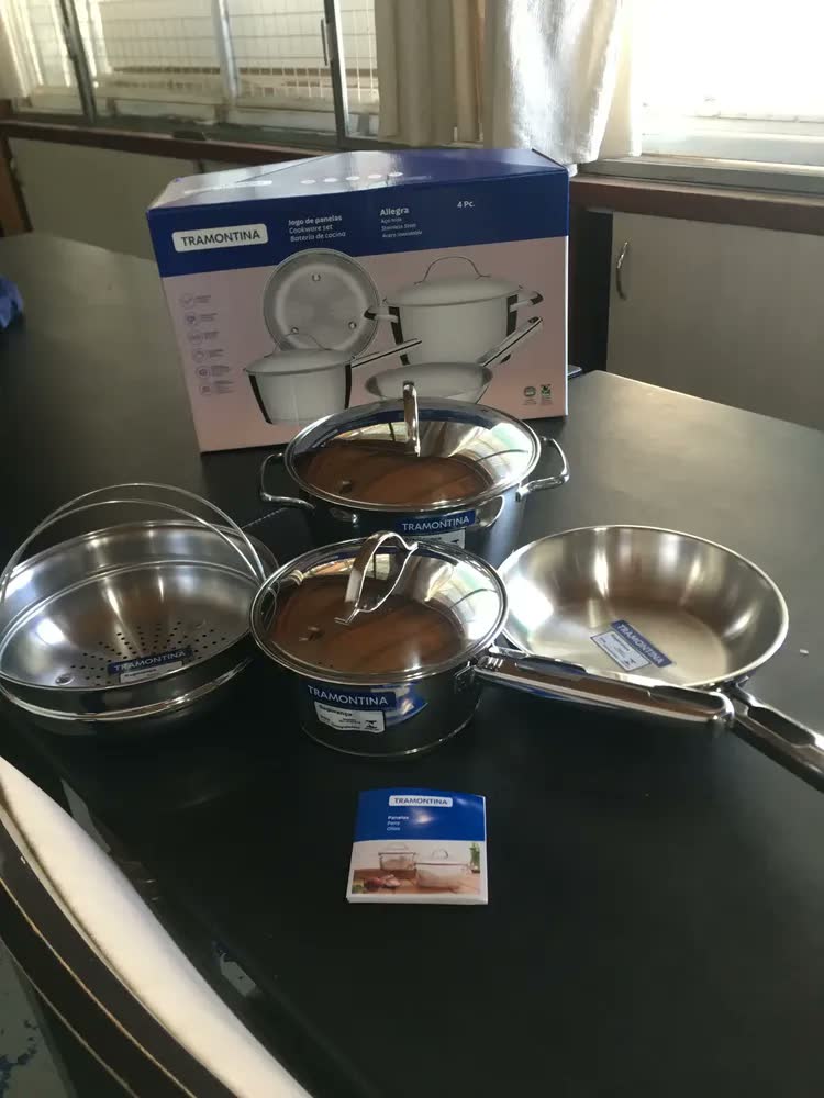 foto de Jogo De Panelas Tramontina Aço Inox Fundo Triplo Allegra 4pc