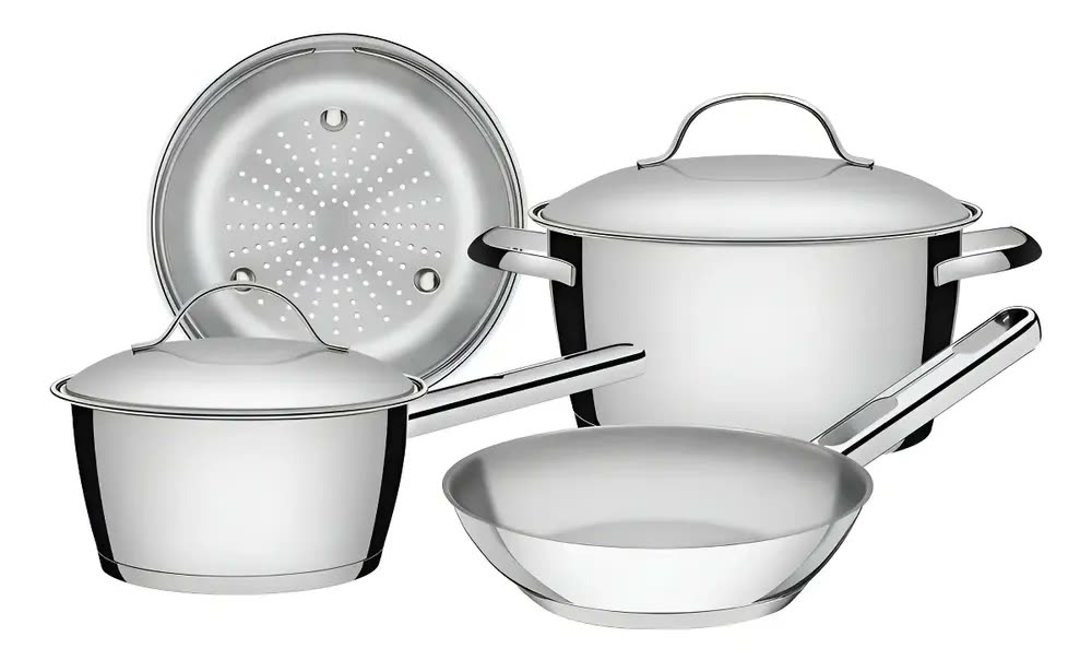 Jogo De Panelas Tramontina Aço Inox Fundo Triplo Allegra 4pc