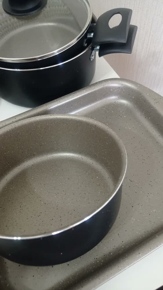foto de Jogo De Panelas Tramontina Antiaderente Turim 10 Pç Preto
