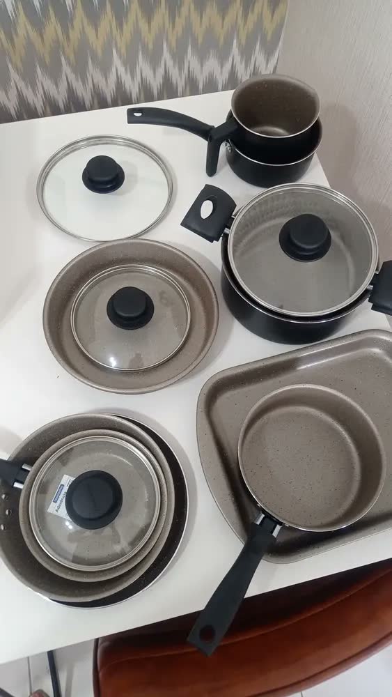 foto de Jogo De Panelas Tramontina Antiaderente Turim 10 Pç Preto