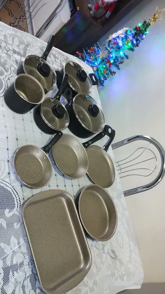 foto de Jogo De Panelas Tramontina Antiaderente Turim 10 Pç Preto
