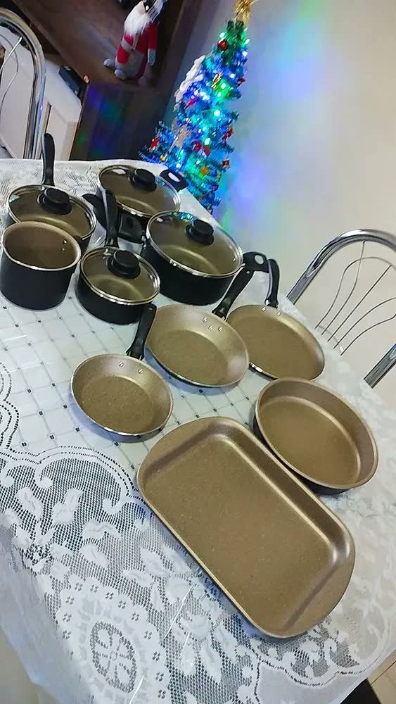 foto de Jogo De Panelas Tramontina Antiaderente Turim 10 Pç Preto