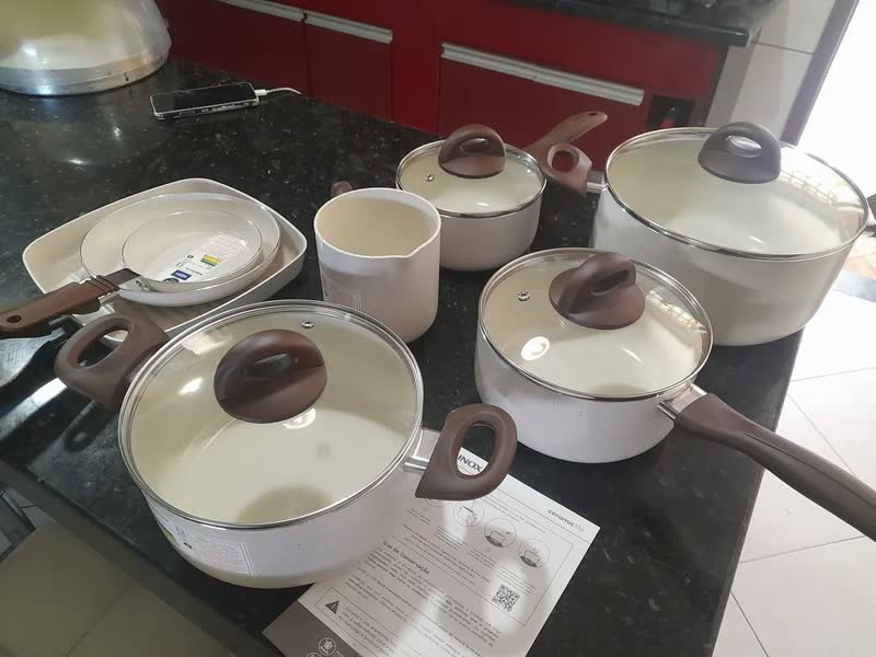 foto de Conj de Panelas 8 Peças Ceramic Life Smart Plus Vanilla - Brinox