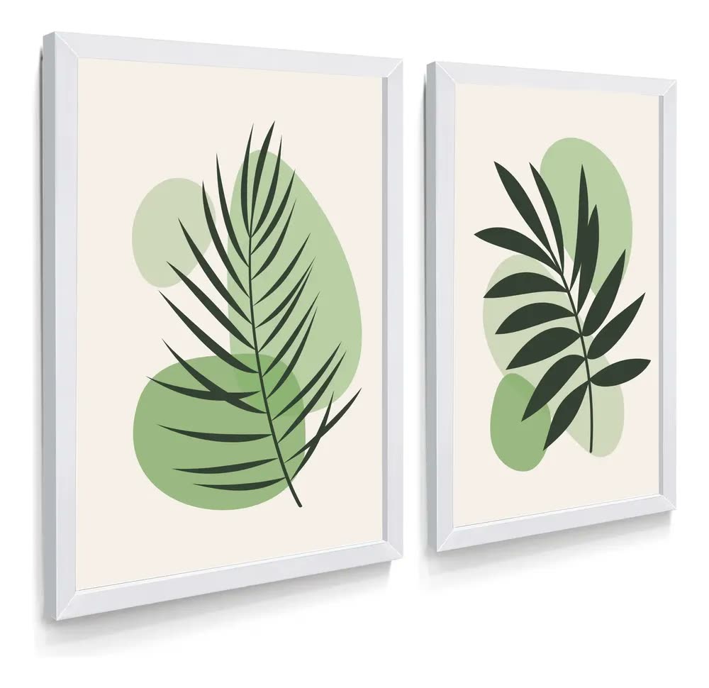 Quadro Decorativo Boho Botânico Folhas Sala  Quarto Casal